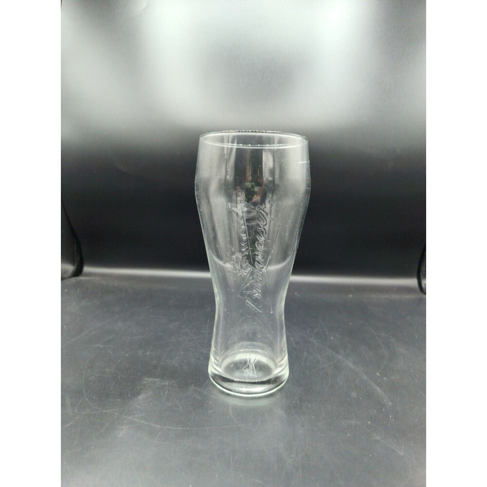 Budweiser Brewery Beer Pint Glass Bowtie Raised Embossed Logo Crown 7.5''